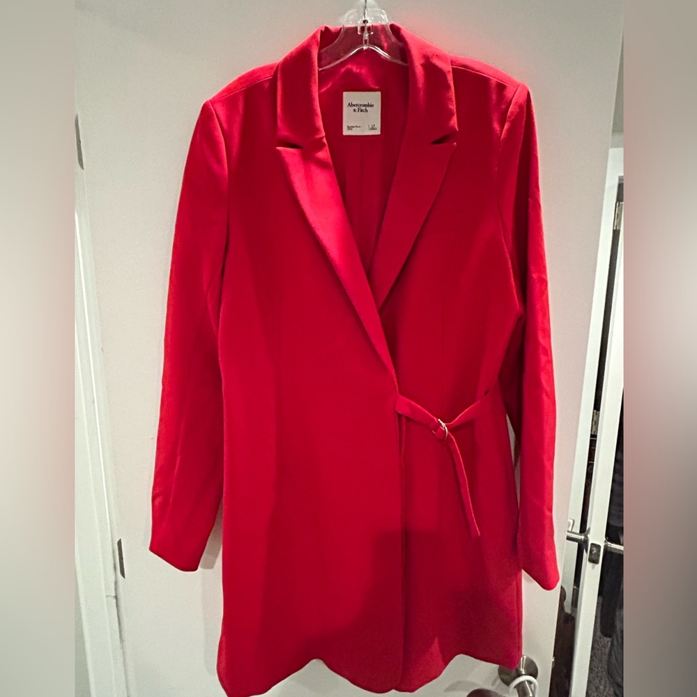 Abercrombie & Fitch Red Long Blazer Coat